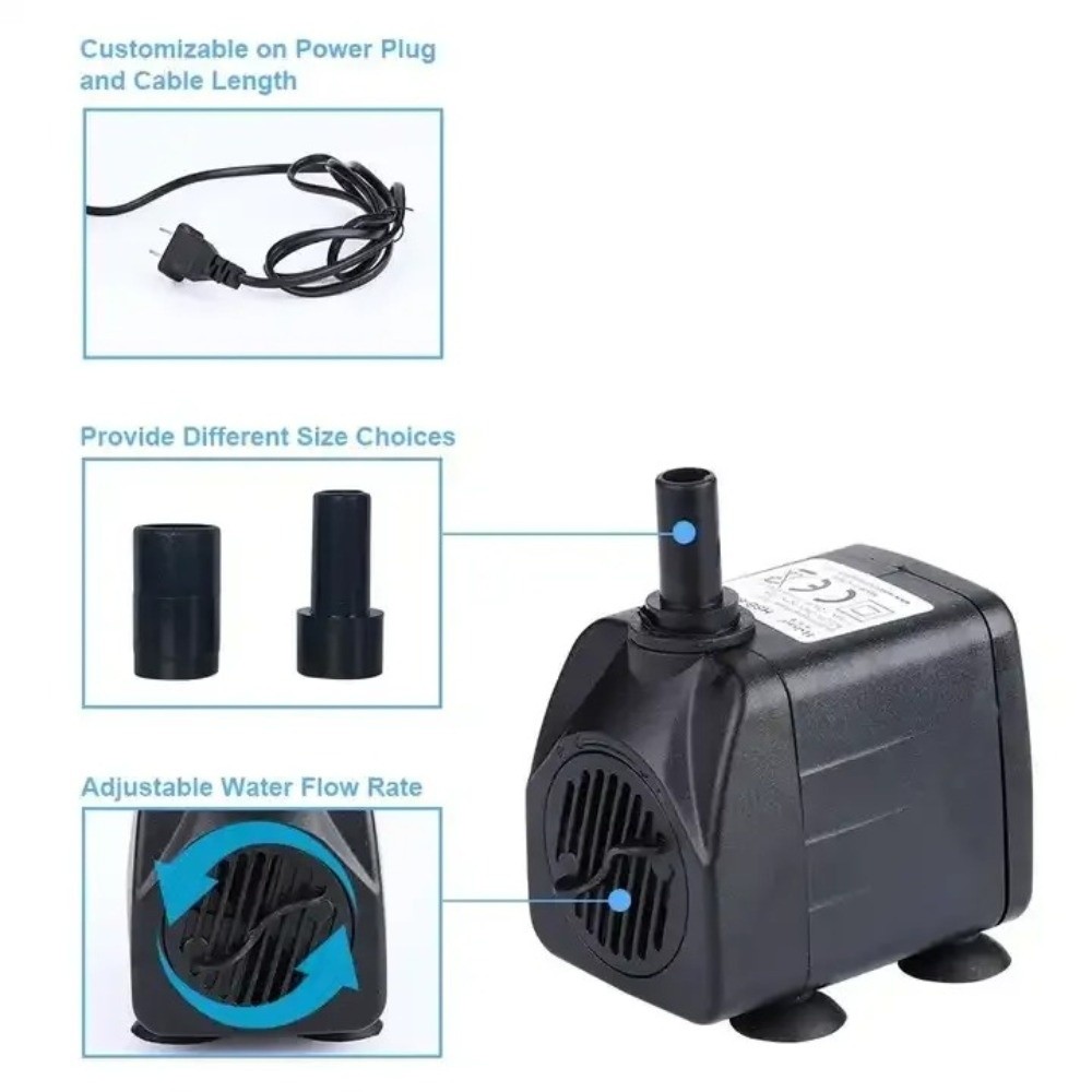 Aquarium Fish Care - Pompa Sommergibile Nera Ultra-Silenziosa per Acquario,