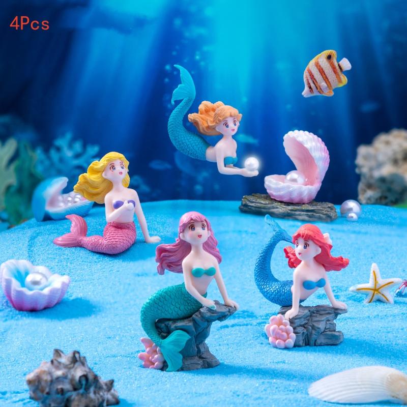 Aquarium Fish Items - Set di 4 Ornamenti in Plastica